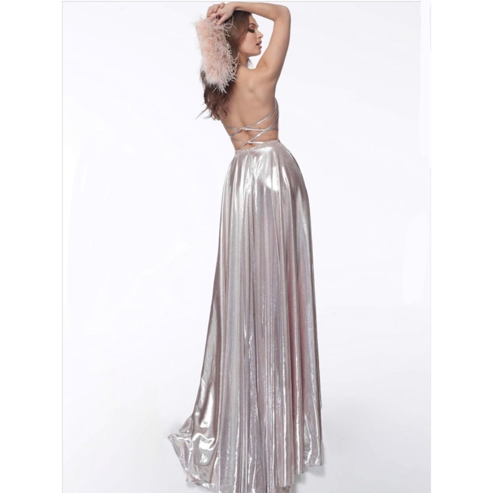 Metallic Pink JVN 68195 Prom Dress